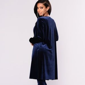 Women's Velvet Navy Long Jacket Size M